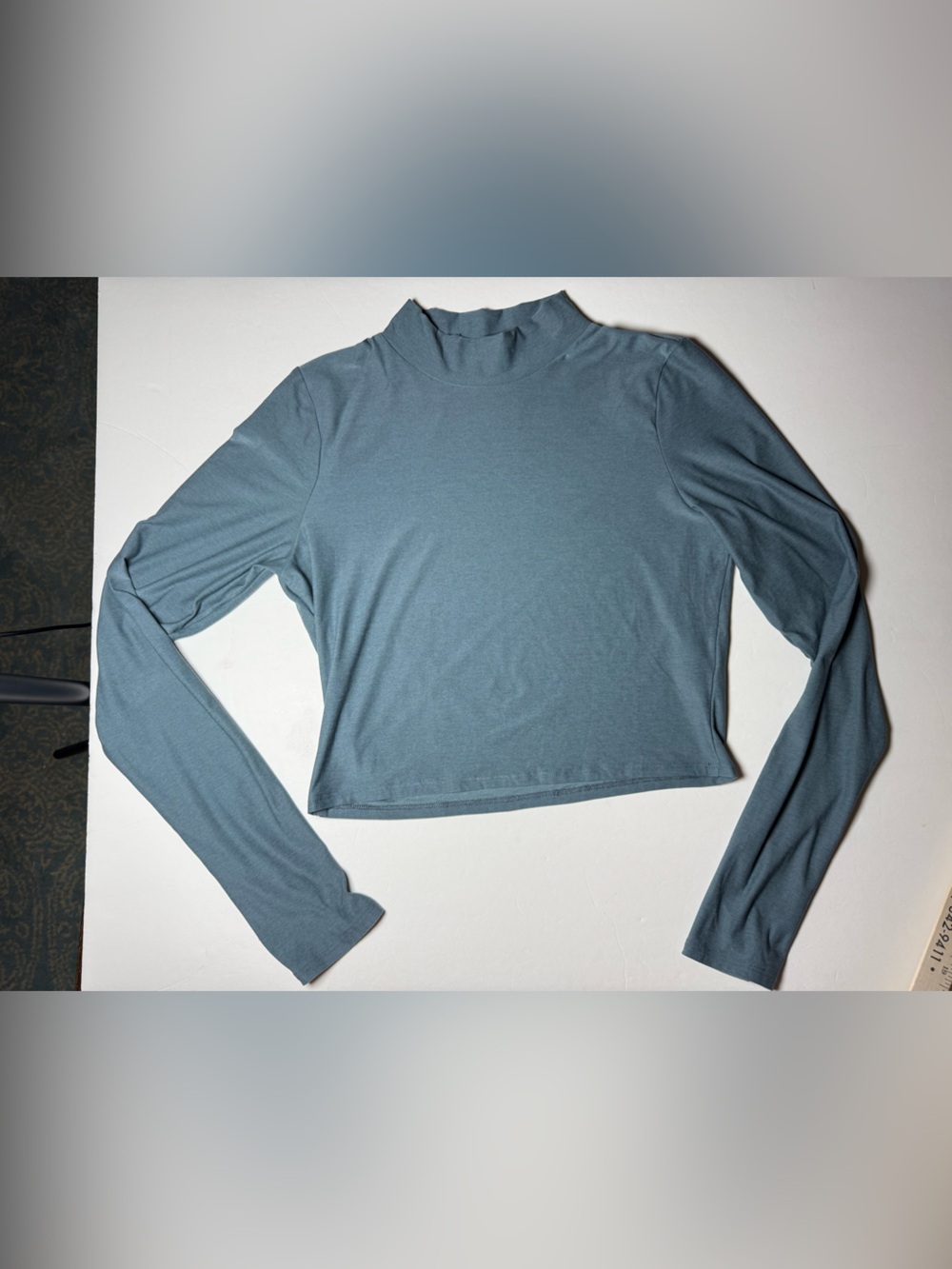 Beyond Yoga Slate Blue Long Sleeve Mock Neck Top